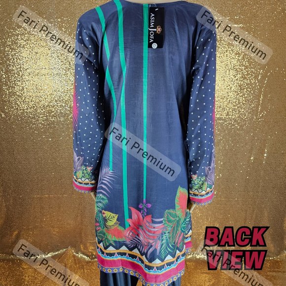 Asim Jofa 3PC Printed Lawn Cambric Cotton Shalwar Kameez Pakistani/Indian L, XL - Picture 8 of 12